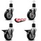 Service Caster 4'' Black Poly Wheel Swivel 1-7/8'' Expanding Stem Caster Set 2 Brakes, 4PK SCC-EX20S414-PPUB-BLK-2-PLB-2-178 - alternate 2